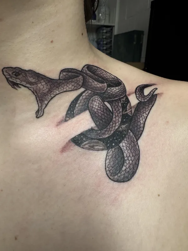Black and gray tattoo by Aaron Sangenitto at Tattooz Ink in Redding, California