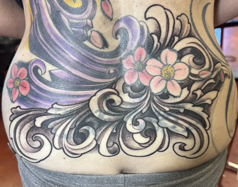 Cover-up tattoo by Aaron Sangenitto at Tattooz Ink in Redding, California
