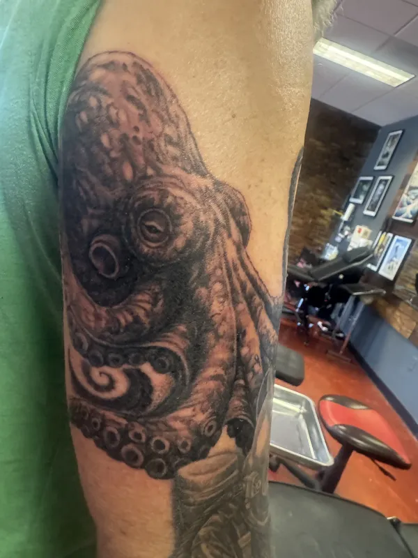 Custom tattoo by Aaron Sangenitto at Tattooz Ink in Redding, California