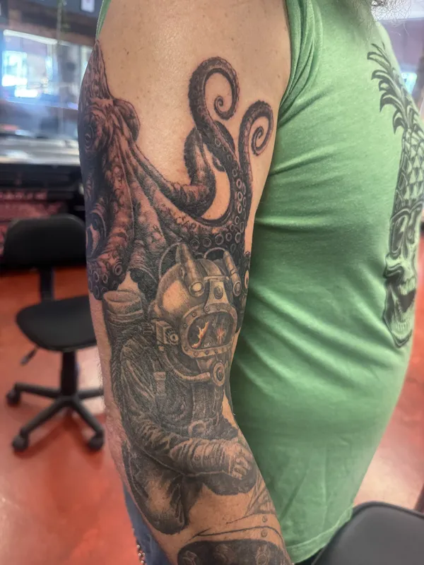 Custom tattoo by Aaron Sangenitto at Tattooz Ink in Redding, California