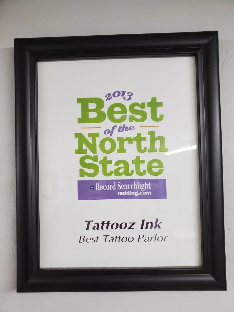 Best of the North State 2013 award for Tattooz Ink in Redding, California