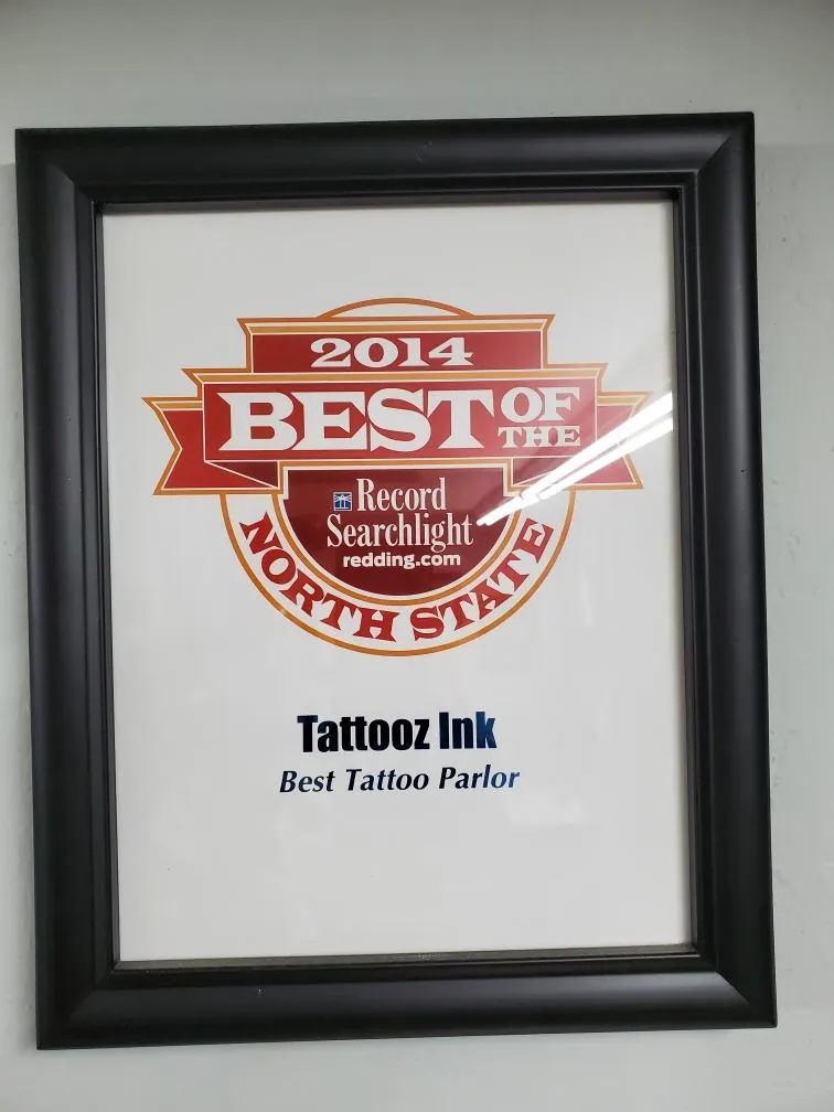 Best of the North State 2014 award for Tattooz Ink in Redding, California